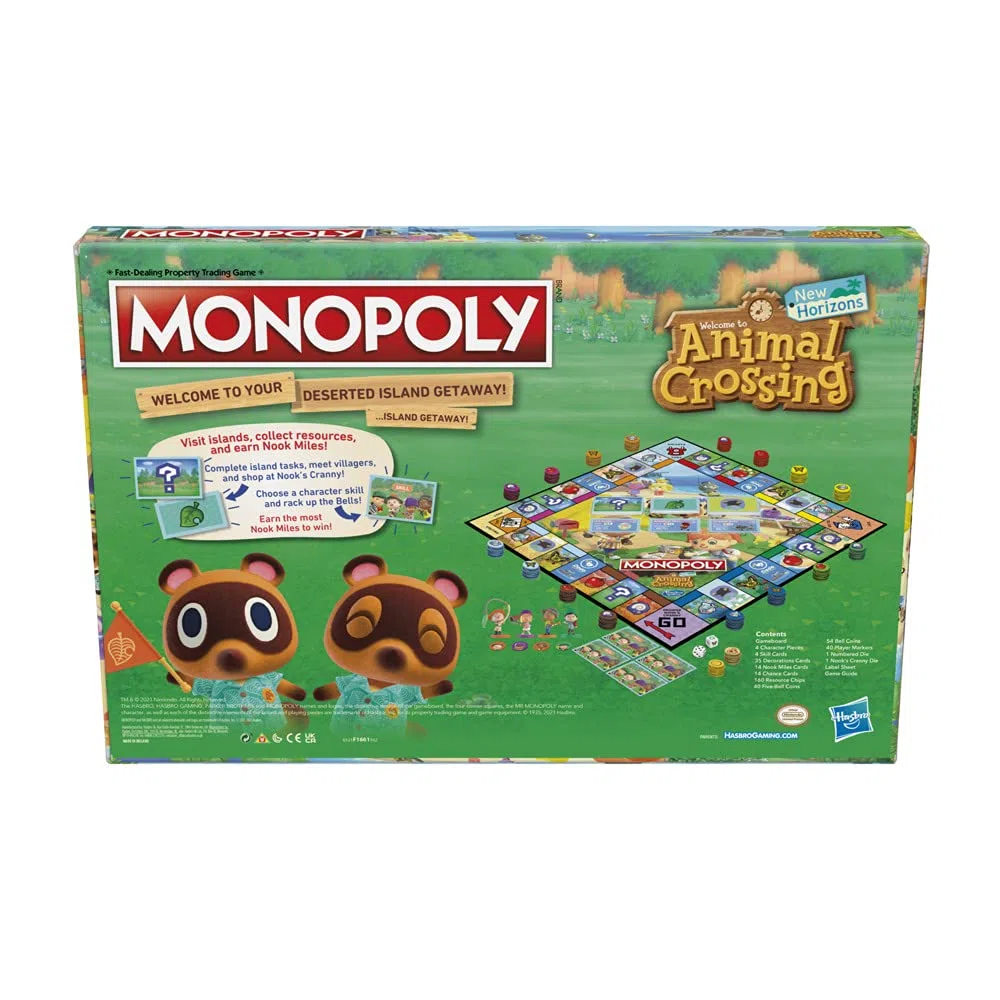 Monopoly Animal Crossing New Horizons Edition gra planszowa dla dzieci w wieku od 8 lat, zabawna gra dla 2-4 graczy, wielokolorowa