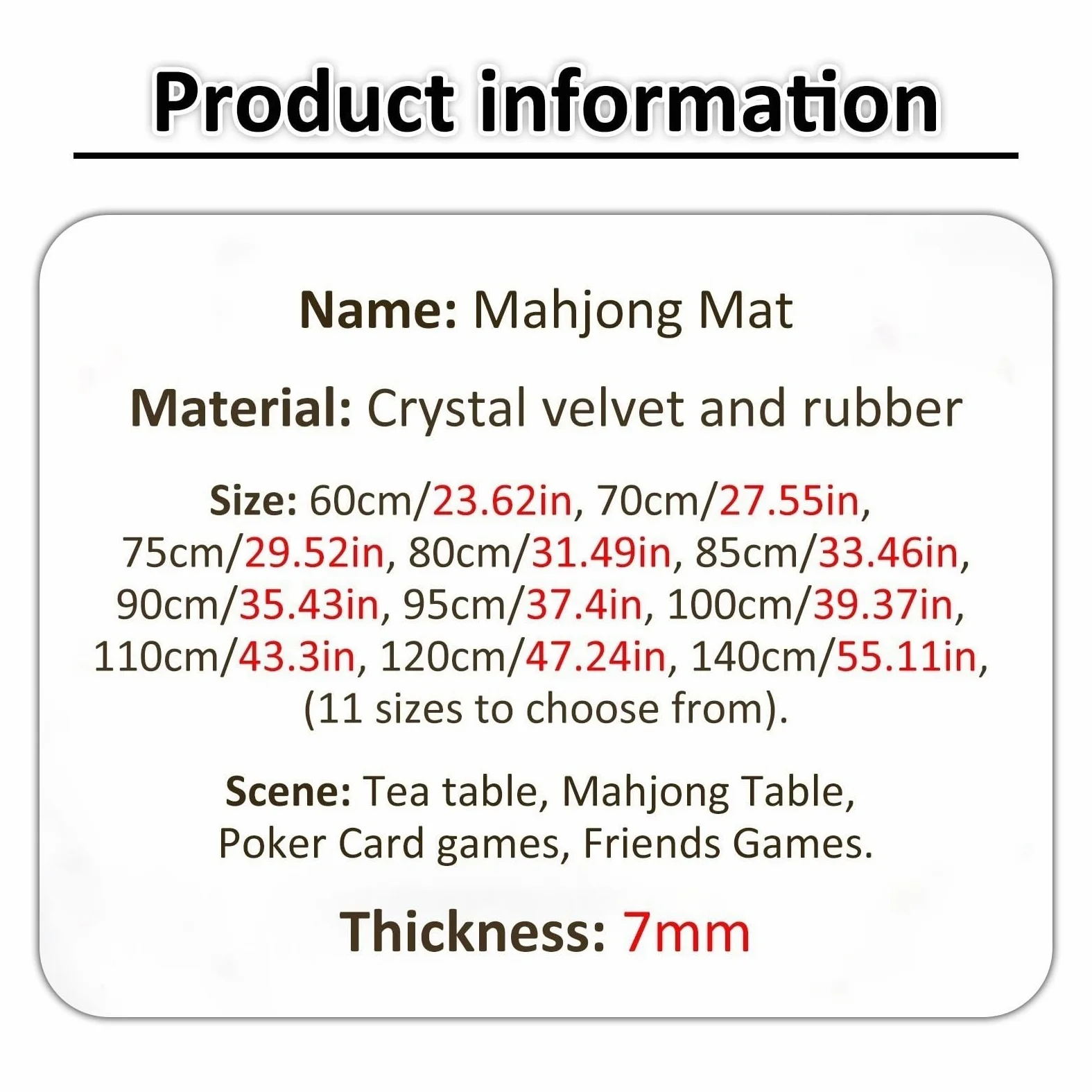 mata na stół do mahjonga, Antypoślizgowa i redukująca hałas z gumowym podkładem Duża mata do(60cm/27.55in)