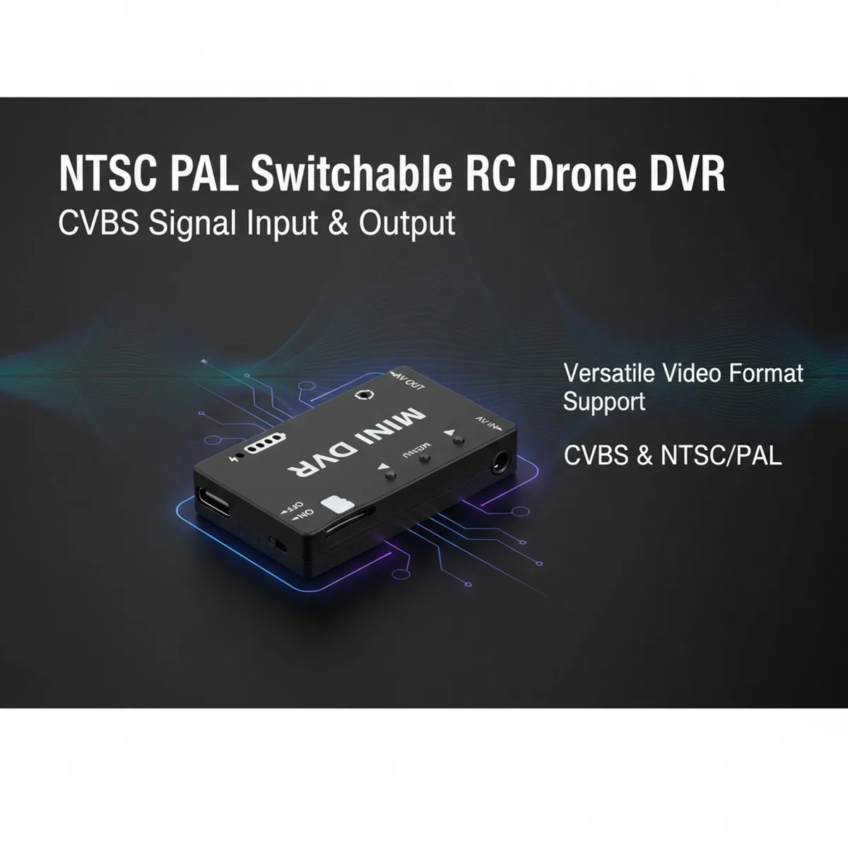 NTSC PAL Rejestrator przełączany, mini moduł DVR FPV z wbudowaną baterią, wysokiej jakości rejestrator audio wideo do quadcoptera i pojazdów RC