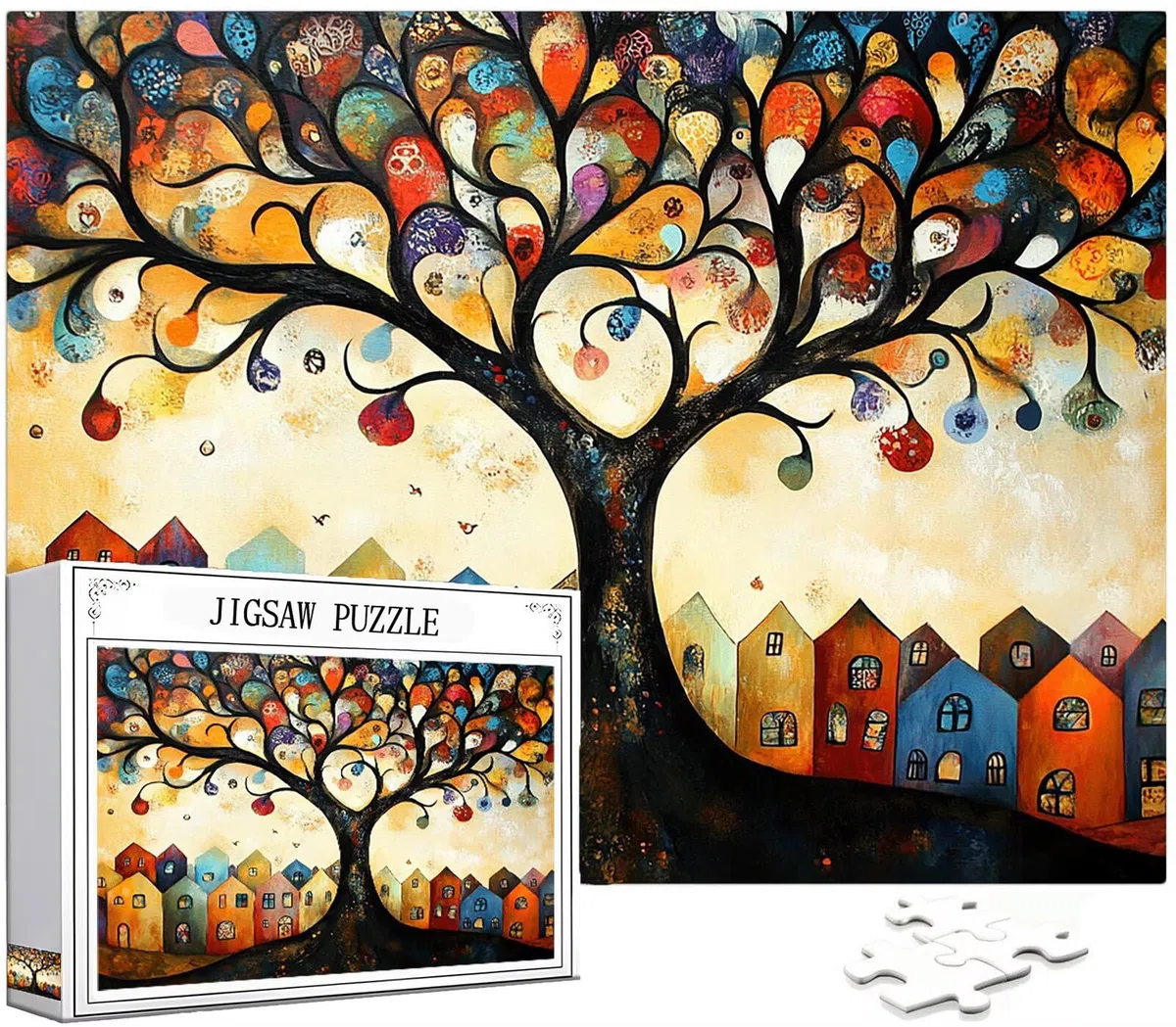 Abstrakcyjne Puzzle 1500 sztuk, 5D DIY Puzzle Drzewo Puzzle Dorośli i 14 lat Chłopcy, Układanka z pudełkiem prezentowym, Gry Relaks i Inteligencja, Wystrój pokoju na ścianę, 87 x 57 cm, Model105