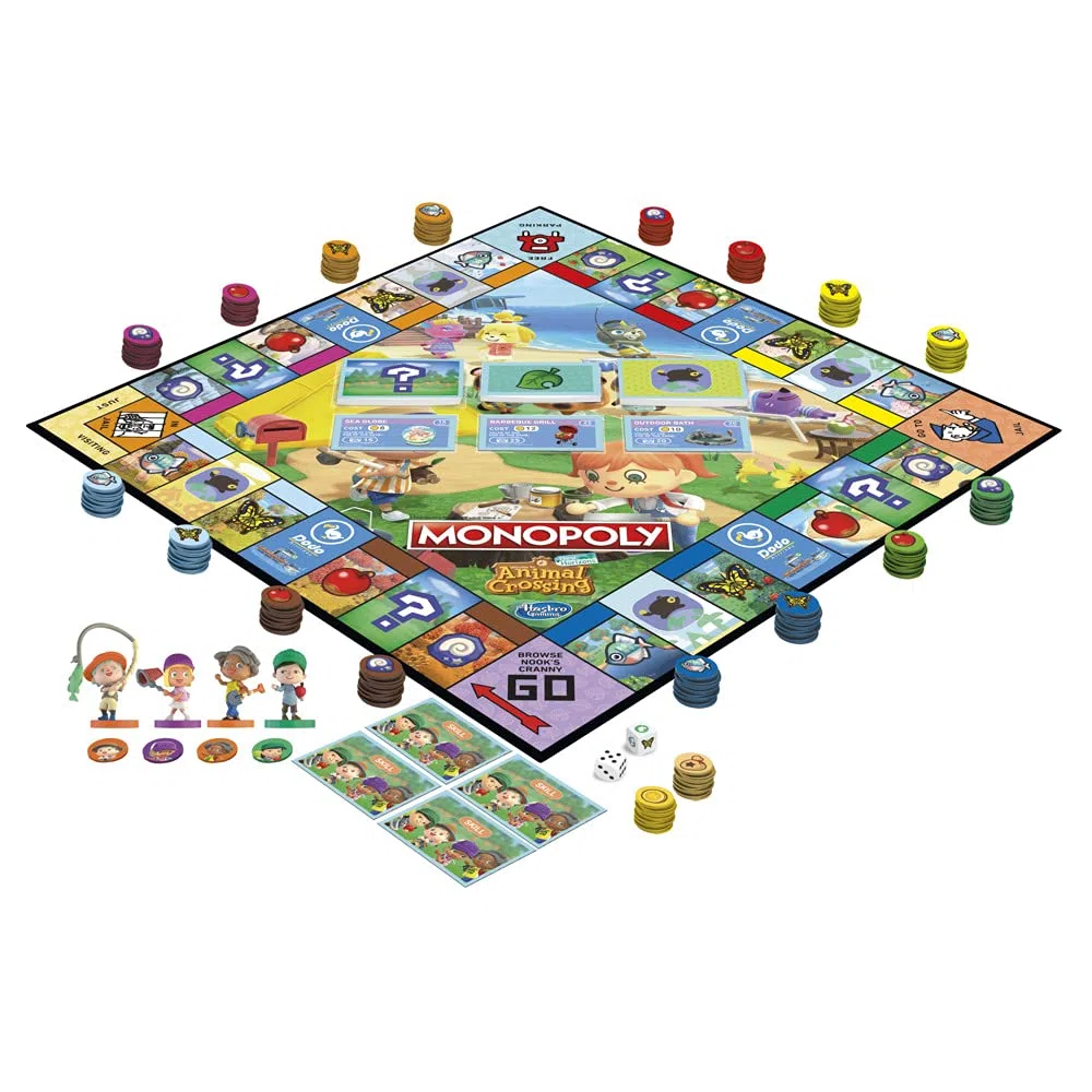 Monopoly Animal Crossing New Horizons Edition gra planszowa dla dzieci w wieku od 8 lat, zabawna gra dla 2-4 graczy, wielokolorowa