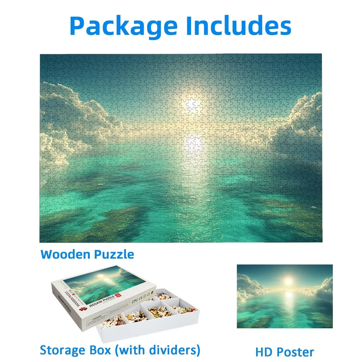 Puzzle 1000 sztuk oceanu, puzzle krajobrazowe 1000 sztuk dla dorosłych i nastolatków, drewniane puzzle z wykwintnym opakowaniem, rodzinne gry edukacyjne, dekoracje domu, prezent dla dorosłych-3289