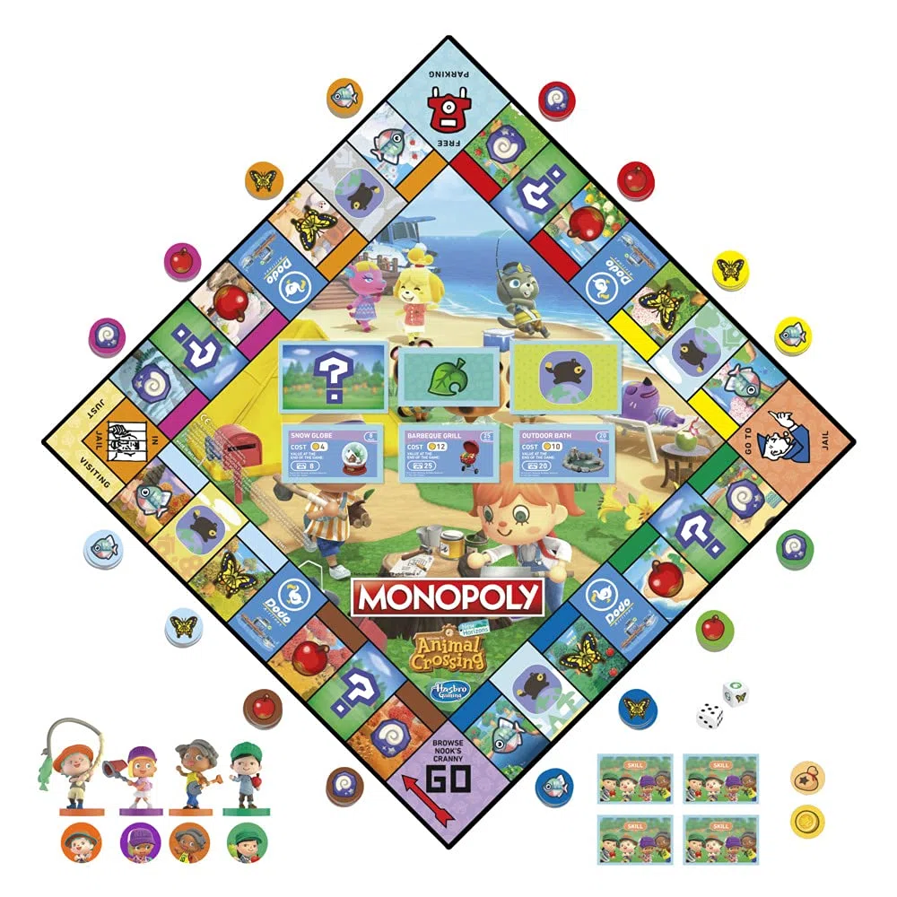 Monopoly Animal Crossing New Horizons Edition gra planszowa dla dzieci w wieku od 8 lat, zabawna gra dla 2-4 graczy, wielokolorowa