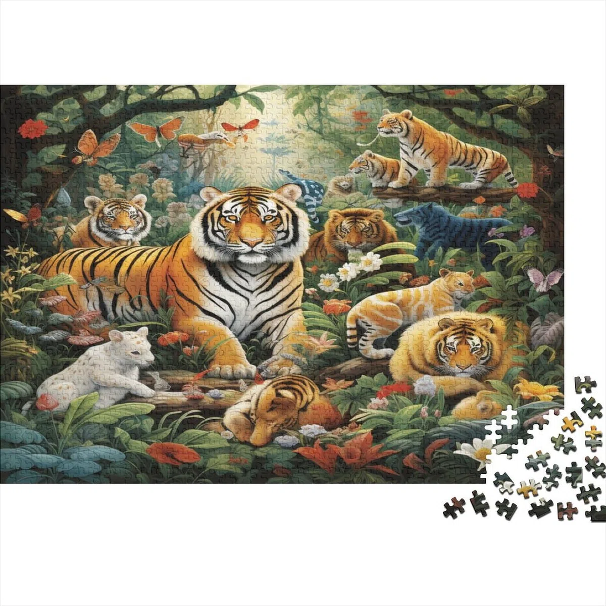 Jungle Animals Puzzle 1000 sztuk Puzzle Dla Dorosłych Drewniane Puzzle Gra Edukacyjna Dla Dorosłych Wyzwanie Zabawka Prezent Dla Wszystkich Kobiet I Mężczyzn 1000 sztuk (75 x 50 cm)