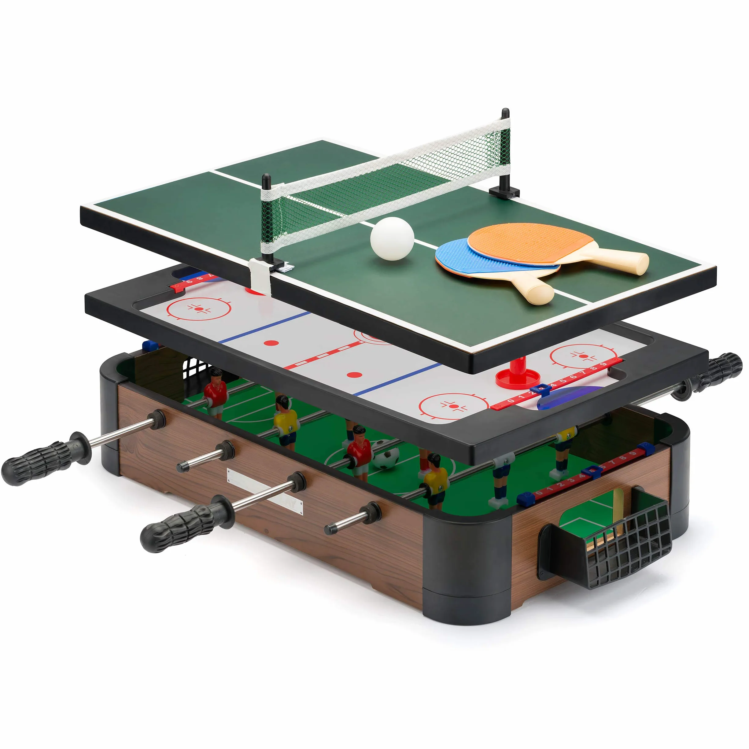 Power Play 3 w 1, zestaw stołowy do wielu gier, mini piłka nożna, hokej i tenis stołowy, jeden rozmiar