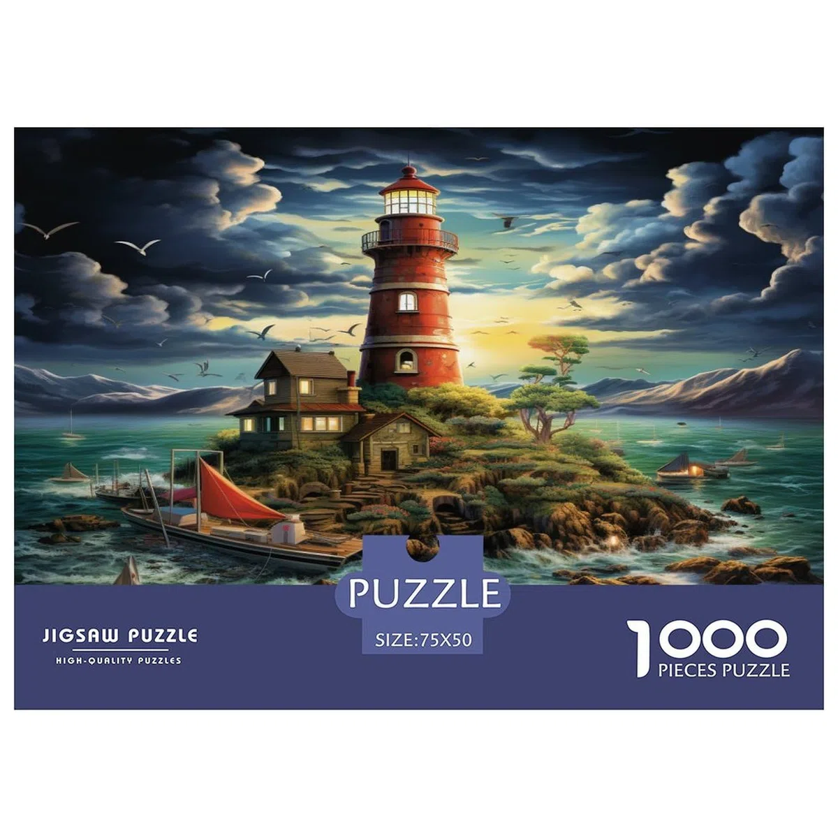 Klasyczne puzzle Lighthouse 1000 sztuk dla dorosłych, puzzle dla dzieci, puzzle intelektualna zabawka dekompresyjna edukacyjna zabawa rodzinna 1000 sztuk (75 x 50 cm)