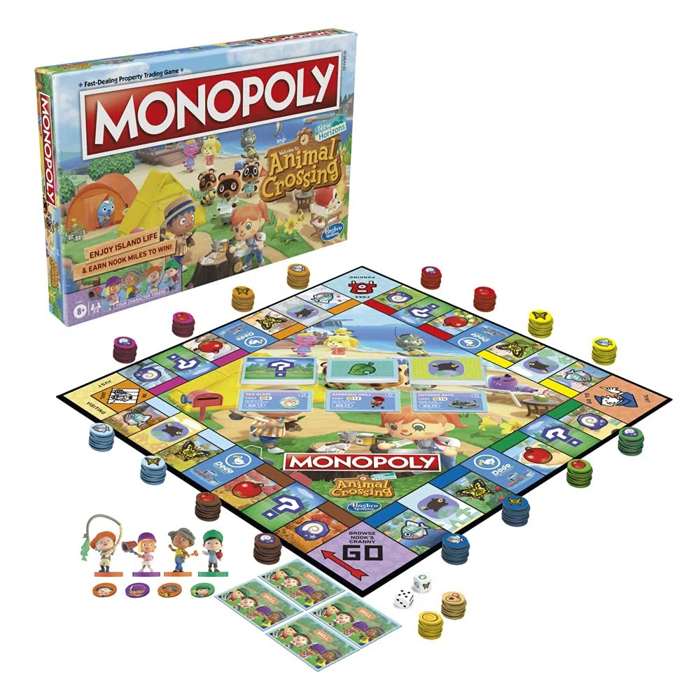 Monopoly Animal Crossing New Horizons Edition gra planszowa dla dzieci w wieku od 8 lat, zabawna gra dla 2-4 graczy, wielokolorowa
